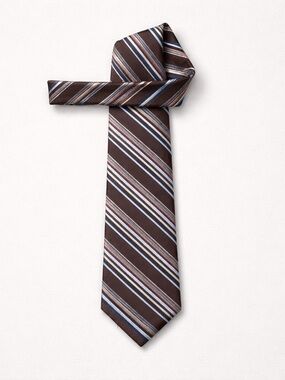 Boulevard Club | 100% Silk | Striped Brown and Blue Men's Tie